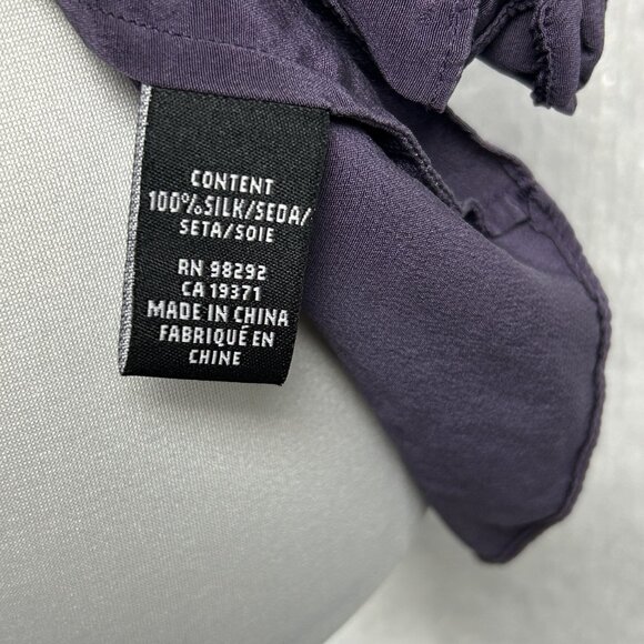 Tibi Blouse Women 4 100% Silk Roll Tab Sleeve Purple Embellished Beaded Feathers - Picture 11 of 12